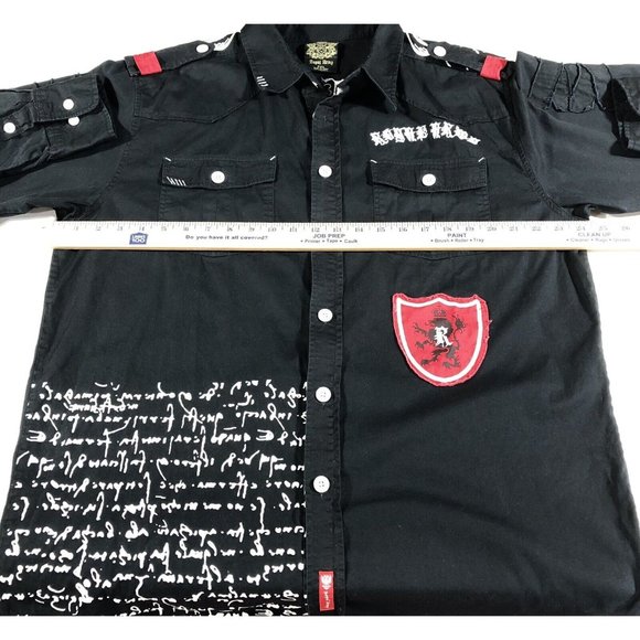 Royal Army Y2K Red Black Cross Wings Embroidered Bling Graphic Streetwear Sz 2X - Picture 6 of 14